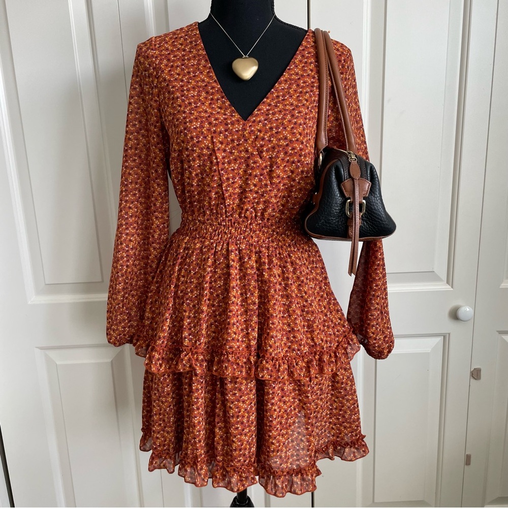 Tiered Floral Flowy Mini Dress